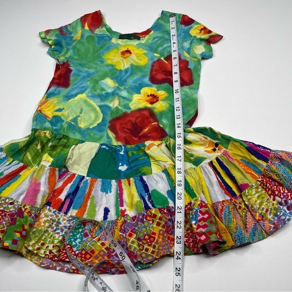 Jams World Dress Royal Hibiscus Rayon Hawaiian Summer Floral Girly Patchwork Med - Picture 8 of 12